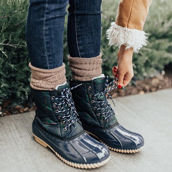 Ladies Duck Boots. Red Navy - Picture 4 of 4